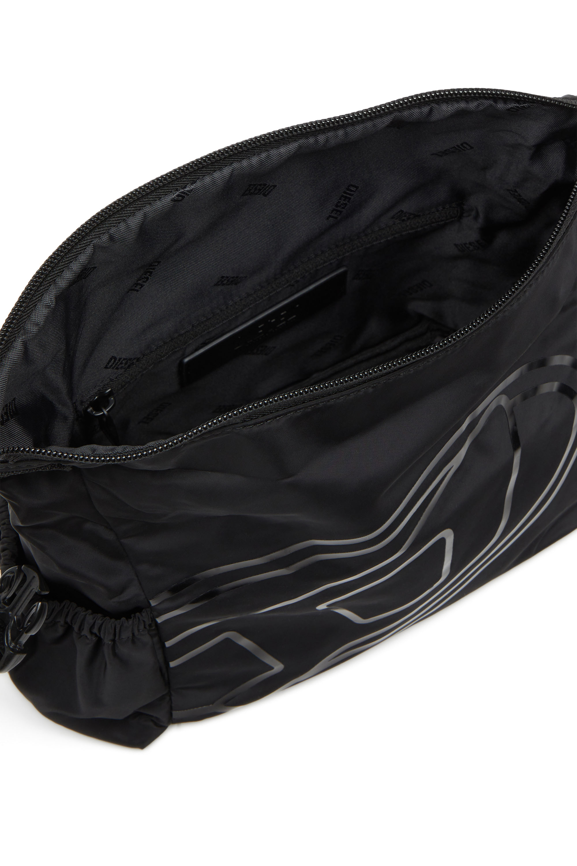 Diesel - DRAPE WASH BAG X, Man's Nylon wash bag with Oval D print in Black - 3